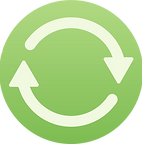 Clip art circle with circular arrows pointing toward each other, much like the recycling symbol